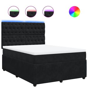 vidaXL Box Spring Bed with Mattress Black Double Velvet