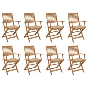 vidaXL Folding Outdoor Chairs with Cushions 8 pcs Solid Wood Acacia