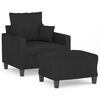vidaXL Sofa Chair with Footstool Black 60 cm Fabric