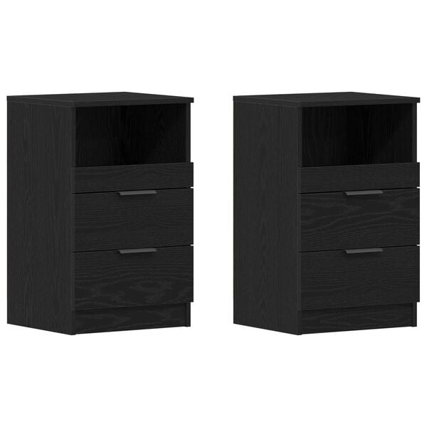 vidaXL Bedside Cabinet 2 pcs Black Oak 40 x 35 x 65 cm Engineered Wood