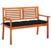 vidaXL 2-Seater Garden Bench with Cushion 120 cm Solid Eucalyptus Wood