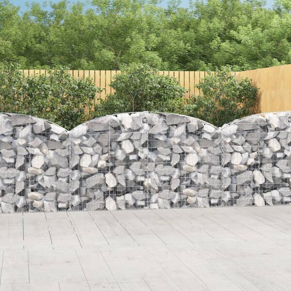 vidaXL Arched Gabion Basket 200x30x100/120 cm Galvanised Iron