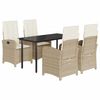 vidaXL 5 Piece Garden Dining Set with Cushions Beige Poly Rattan