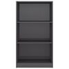 vidaXL 3-Tier Book Cabinet High Gloss Grey 60x24x109 cm Engineered Wood