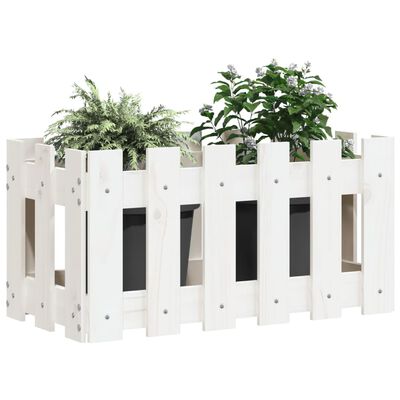 vidaXL Garden Planter with Fence Design White 60x30x30 cm Solid Wood Pine
