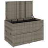 vidaXL Folding Sun Lounger with Cushion and Storage Grey Poly Rattan