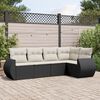 vidaXL 5 Piece Garden Sofa Set with Cushions Black Poly Rattan