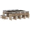 vidaXL 13 Piece Garden Dining Set with Cushions Mix Beige Poly Rattan