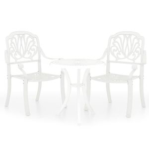 vidaXL 3 Piece Bistro Set Cast Aluminium White