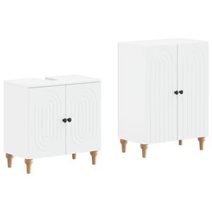vidaXL 2 Piece Bathroom Cabinet Set ALKMAAR White Engineered Wood