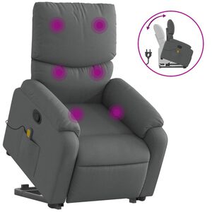 vidaXL Stand up Massage Recliner Chair Dark Grey Fabric
