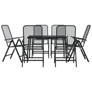 vidaXL Garden Dining Set | Anthracite | Metal Mesh | Large | Foldable