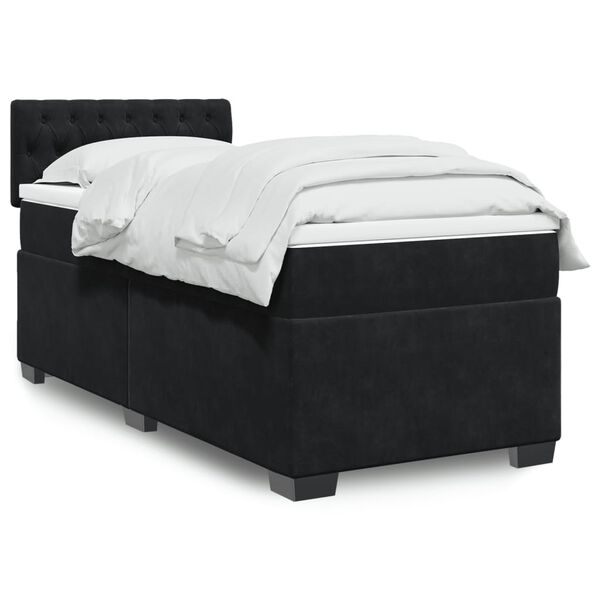 vidaXL Box Spring Bed with Mattress Black King Single Fabric