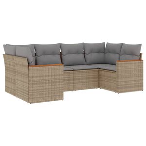 vidaXL 6 Piece Garden Sofa Set with Cushions Mix Beige Poly Rattan