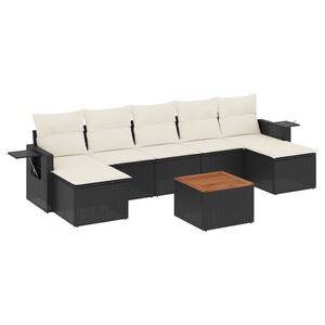vidaXL 8 Piece Garden Sofa Set with Cushions Black Poly Rattan