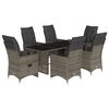 vidaXL 7 Piece Garden Bistro Set with Cushions Grey Poly Rattan