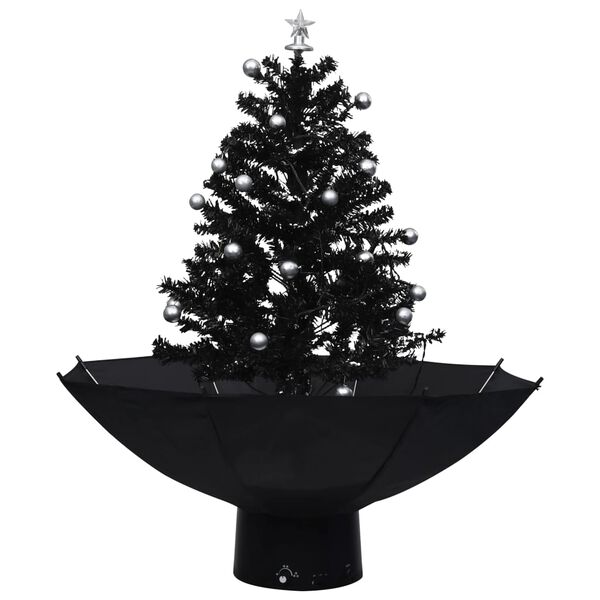 vidaXL Snowing Christmas Tree with Umbrella Base Black 75 cm PVC