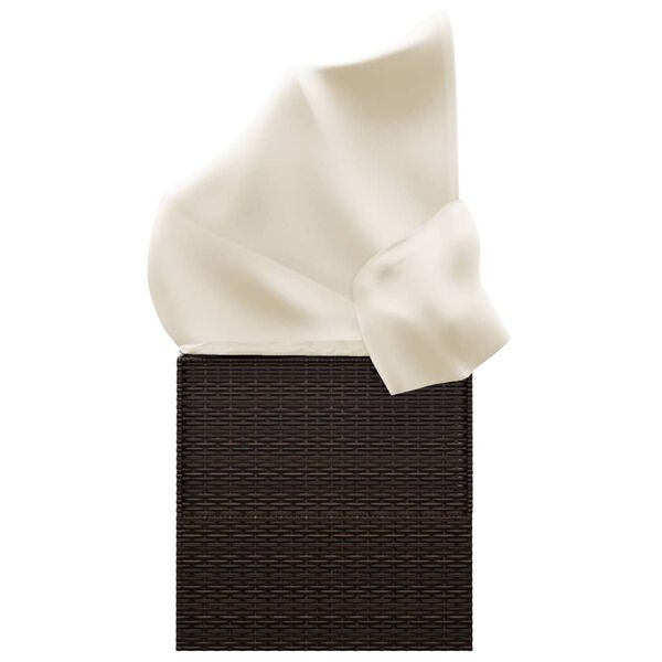 vidaXL Outdoor Lounge Bed with Roof and Cushions Brown Poly Rattan