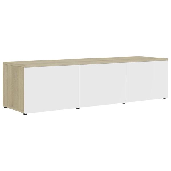 vidaXL TV Cabinet White and Sonoma Oak 120x34x30 cm Engineered Wood