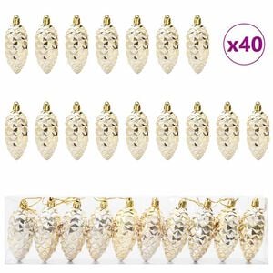 vidaXL Christmas Pine Cone Ball 40 pcs Gold 4 x 9 cm Plastic