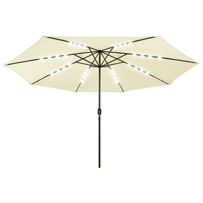 vidaXL Outdoor Parasol with LED Lights and Metal Pole 400 cm Sand