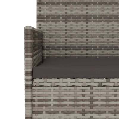 vidaXL 3-Seater Garden Bench with Cushions Grey Poly Rattan
