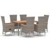 vidaXL 7 Piece Garden Dining Set with Cushions Grey Poly Rattan