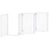 vidaXL Dog Gate with Door Foldable 6 Panels White 300 cm Poplar Wood