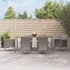 vidaXL 7 Piece Garden Dining Set with Cushions Grey Poly Rattan