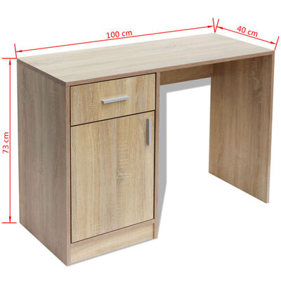 vidaXL Desk with Drawer and Cabinet Oak 100x40x73 cm