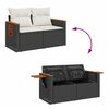 vidaXL 6 Piece Garden Sofa Set with Cushions Black Poly Rattan Acacia