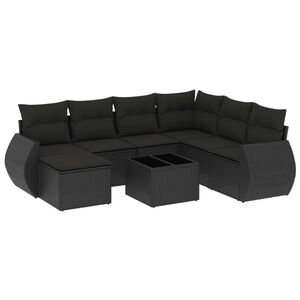 vidaXL 8 Piece Garden Sofa Set with Cushions Black Poly Rattan