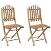 vidaXL Folding Garden Chairs 2 pcs with Cushions Bamboo