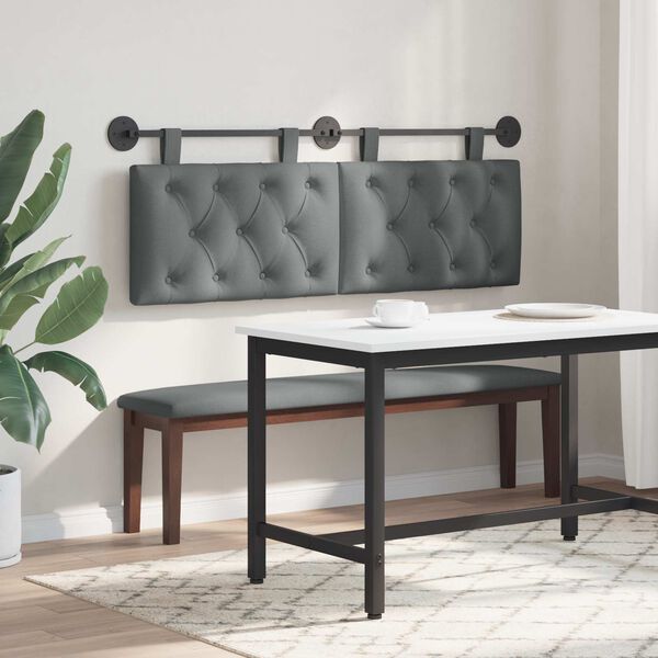 vidaXL Hanging Headboard Wall-mounted Dark Grey 150 x 55 x 7 cm Fabric
