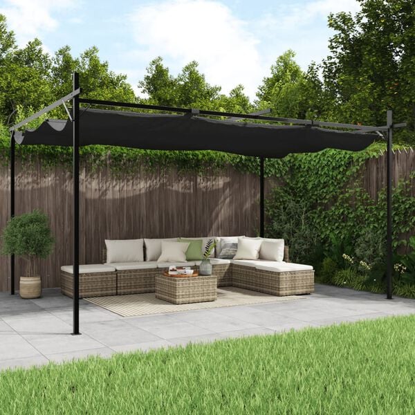 vidaXL Pergola with Retractable Roof Anthracite 395x292x230 cm