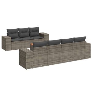 vidaXL 8 Piece Garden Sofa Set with Cushions Grey Poly Rattan