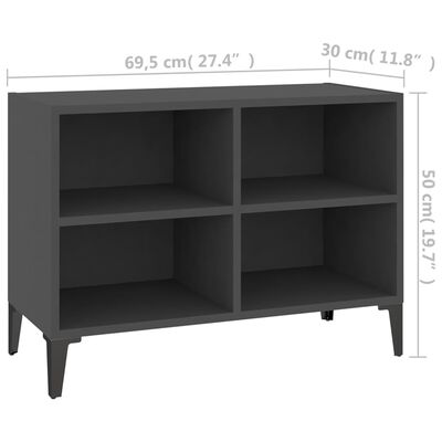 vidaXL TV Cabinet with Metal Legs Grey 69.5x30x50 cm