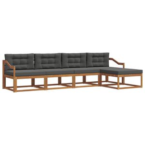 vidaXL Outdoor Sofa Set with Cushion 5 pcs Natural and Anthracite