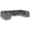 vidaXL 9 Piece Garden Lounge Set with Cushions Poly Rattan Grey