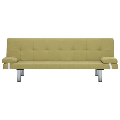 vidaXL Sofa Bed with Two Pillows Green Polyester