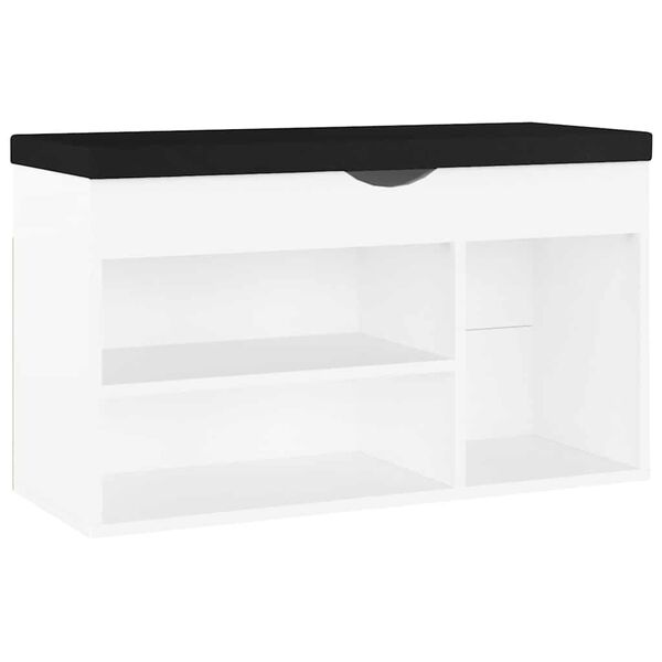 vidaXL Shoe Bench with Cushion White 80x30x47 cm Engineered Wood