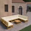 vidaXL 10 Piece Garden Lounge Set&Cushions Honey Brown Solid Pinewood