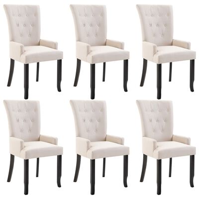vidaXL Dining Chairs with Armrests 6 pcs Beige Fabric