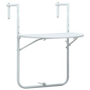 vidaXL Balcony Table | White | Plastic | Small | Foldable | Balcony Table