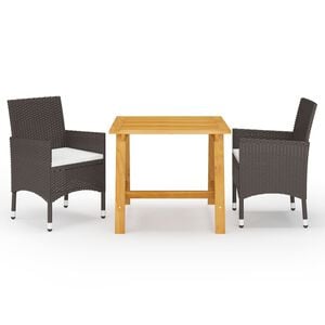 vidaXL 3 Piece Garden Dining Set Brown