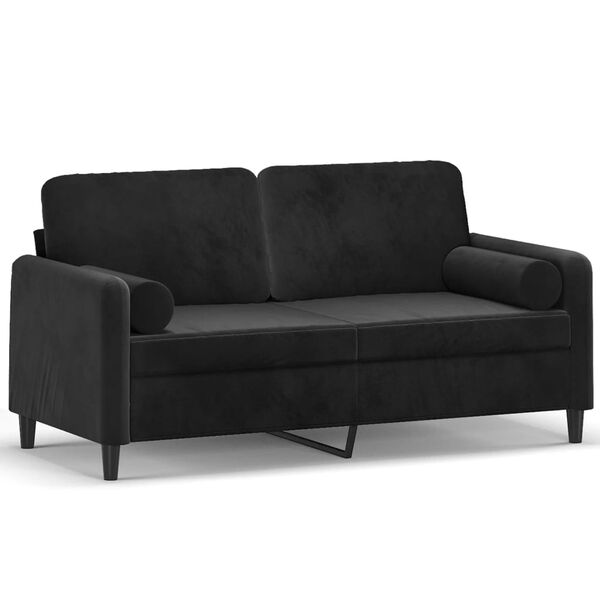 vidaXL 2-Seater Sofa with Throw Pillows Black 140 cm Velvet