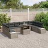 vidaXL Garden Sofa Set with Cushion 11 pcs Grey Poly Rattan