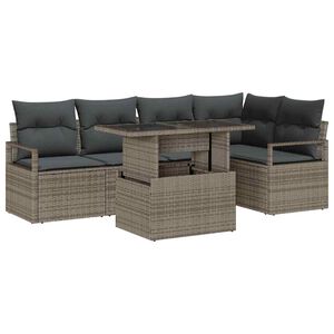 vidaXL Garden Sofa Set with Cushion 6 pcs Grey Poly rattan