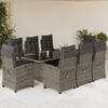 vidaXL 9 Piece Garden Dining Set with Cushions Grey Poly Rattan