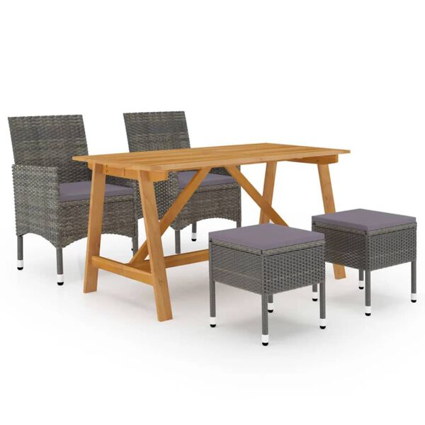 vidaXL 5 Piece Garden Dining Set Grey